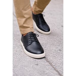 Nisolo Black Leather Casual Sneakers White Sole Men’s
